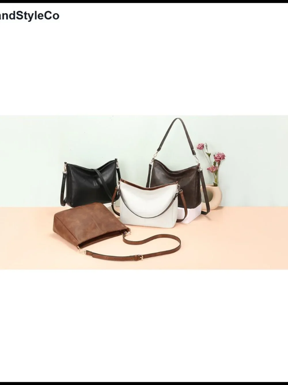 GOIACII Soft Vegan Leather Hobo Bag Detachable Straps Crossbody Shoulder Purse